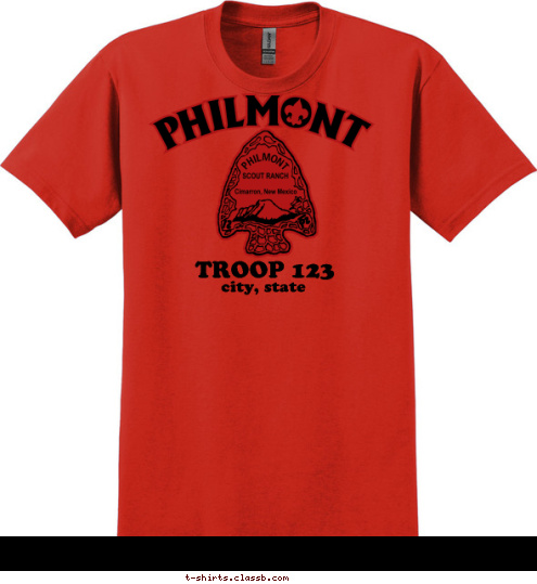 city, state TROOP 123 T-shirt Design 