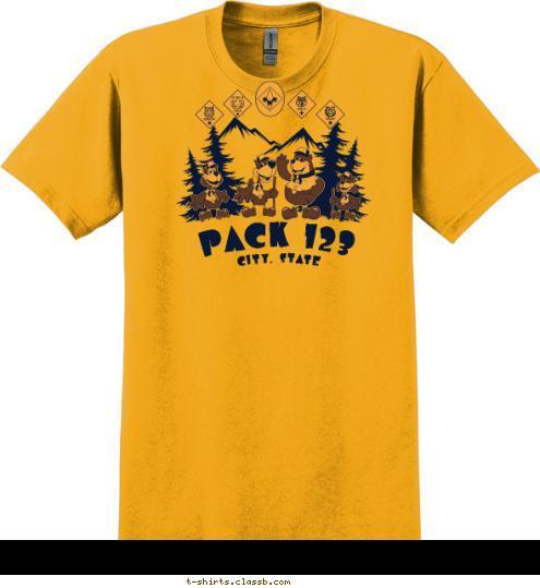 CITY, STATE  PACK 123 T-shirt Design 