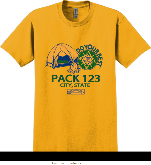 CITY, STATE PACK 123 Your text here! T-shirt Design 