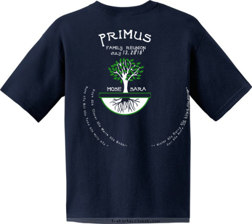 primus 13, 2018 primus family reunion Isabella • Dominic • Abigail • Nate • Flynn • Austin • Mila • Harriet • Sydney • Audrey • Garrett • Hayden • Luke  bahamas Noah • Madison • Aiden • Jackson • Dylan • Emily • Zoe • Isla • Lucy • Harrison • Connor • Matilda   Ruby • Bill • Tedd • Holly • Chloe • Penelope • Darrell • Carl • Annie • Charles • Logan nassau Faye •  Clover • Merle • Bobbie • Henry • Violet • Darcy • Lloyd • Harry   18 primus july 20 family reunion mose  sara T-shirt Design 