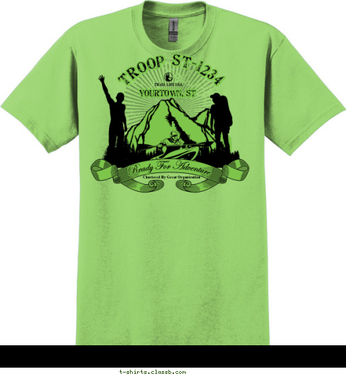 TROOP ST-1234 Yourtown, ST Chartered By Great Organization T-shirt Design 