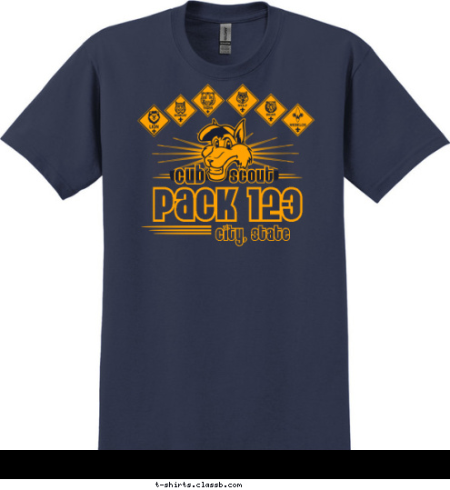 cub city, state PACK 123 scout
 cub T-shirt Design SP545