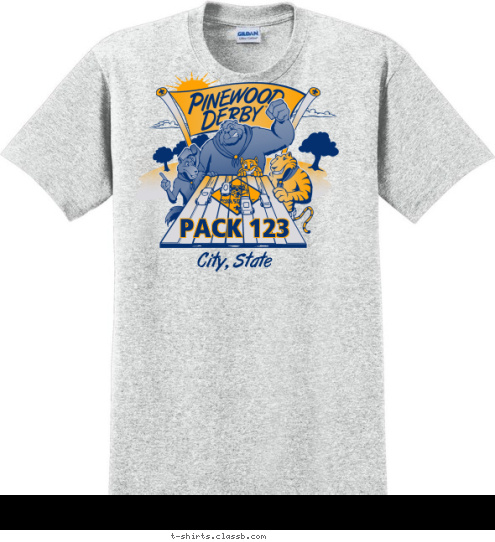 Your text here PACK 123 PACK 123 City, State T-shirt Design SP555