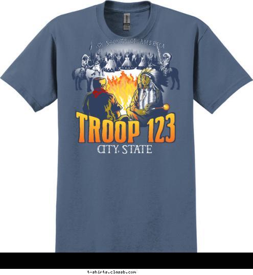 BOY SCOUTS OF AMERICA CITY, STATE TROOP 123 T-shirt Design 