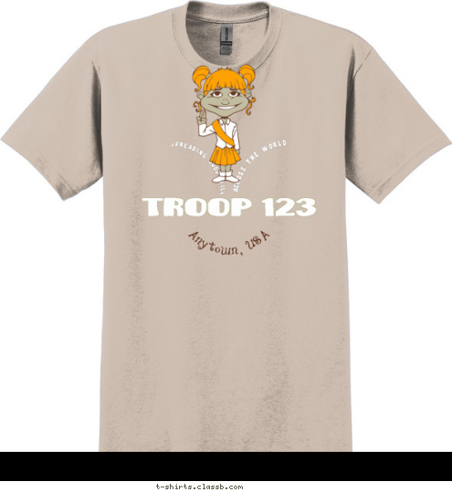 TROOP 123 Anytown, USA SPREADING GOOD WILL ACROSS THE WORLD T-shirt Design 