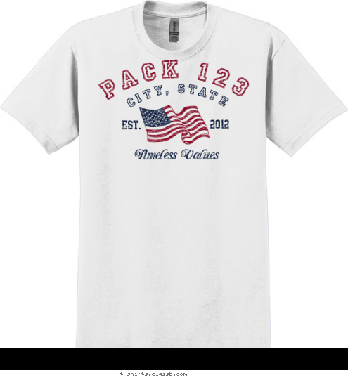 PACK 123 CITY, STATE EST. 2012 Timeless Values T-shirt Design SP570