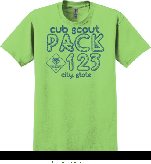 PACK 123 city. state cub scout T-shirt Design SP571