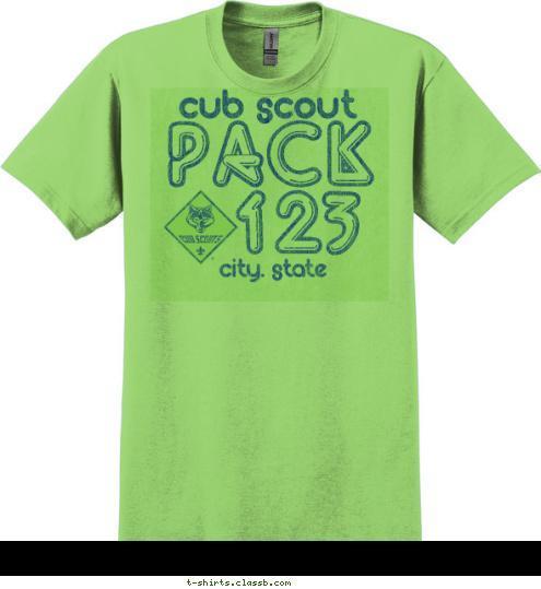 PACK 123 city. state cub scout T-shirt Design SP571