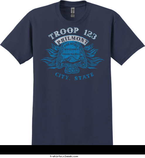 Your text here TROOP 123 CITY, STATE PHILMONT T-shirt Design SP583