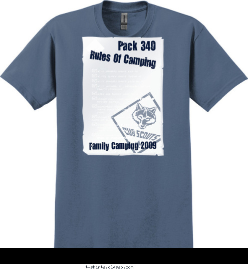 Family Camping 2009 Rules Of Camping Pack 340 T-shirt Design 