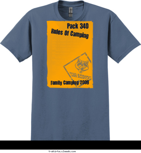 Family Camping 2009 Rules Of Camping Pack 340 T-shirt Design 