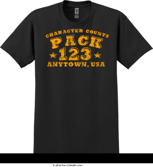 ANYTOWN, USA 123 CHARACTER COUNTS PACK T-shirt Design 