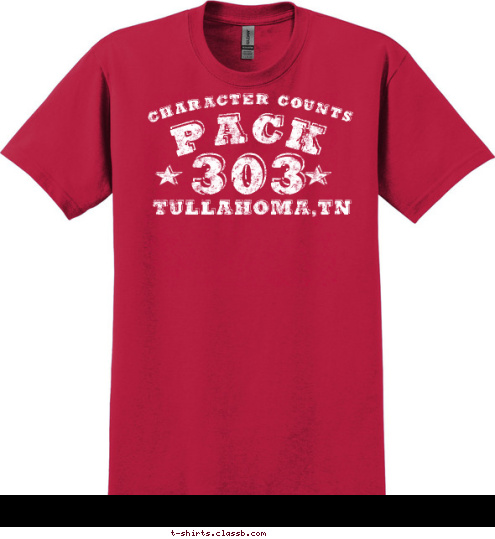 PACK TULLAHOMA,TN 303 CHARACTER COUNTS T-shirt Design 