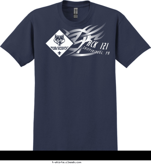 Shippensburg, PA PACK 121 T-shirt Design 