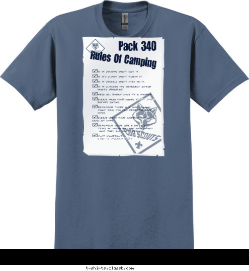 Plowman's Park 
Family Campout 2009 Rules Of Camping Pack 340 T-shirt Design 