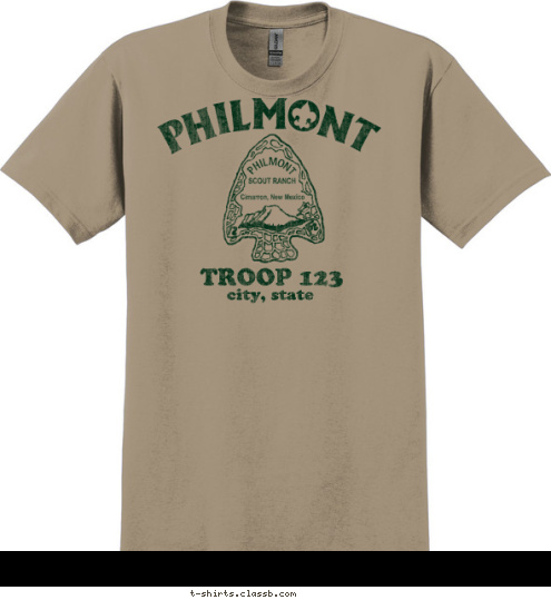 Your text here PHILMONT city, state TROOP 123 T-shirt Design SP596