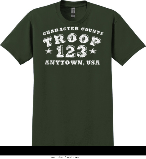 TROOP 123 ANYTOWN, USA CHARACTER COUNTS T-shirt Design SP620