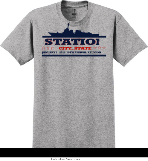 CITY, STATE JANUARY 1, 2012 10TH ANNUAL REUNION STATION T-shirt Design SP2586