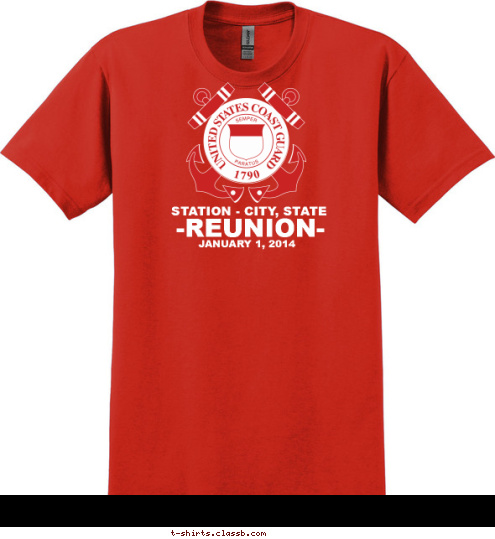 STATION - CITY, STATE -REUNION- JANUARY 1, 2014 T-shirt Design SP2582