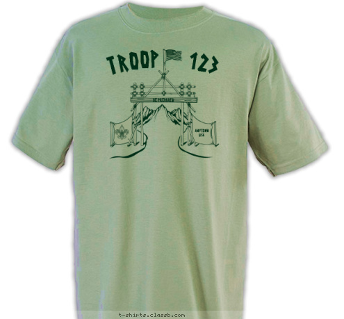 TROOP    123 BE PREPARED ANYTOWN
USA T-shirt Design 