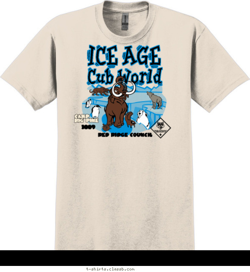  RED RIDGE COUNCIL 2009 CAMP 
BIG PINE Cub World ICE AGE T-shirt Design 