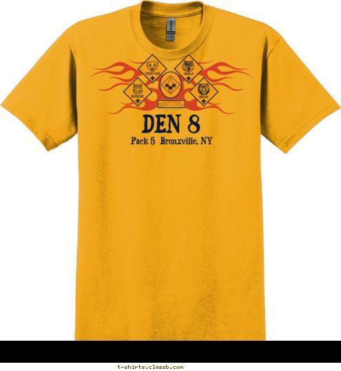 Pack 5  Bronxville, NY DEN 8 T-shirt Design Den 8 Pack 5