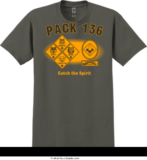 CHARTERED ORGANIZATION Catch the Spirit PACK 136  T-shirt Design 