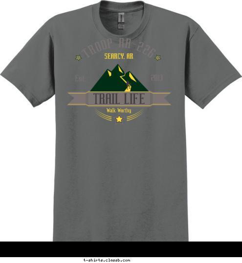 T-shirt Design Mountain Trail, Charcoal, Forest, Lemon, Dark Grey