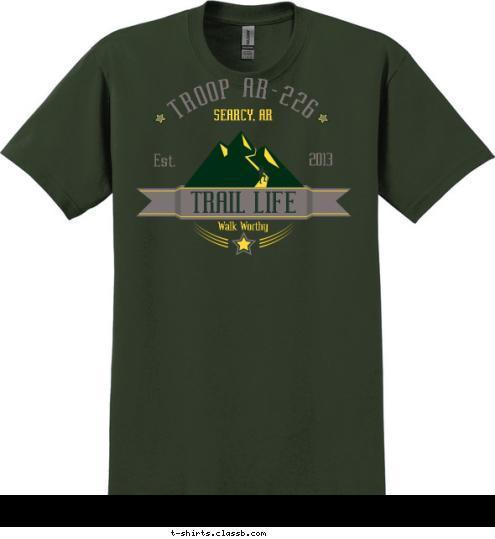 T-shirt Design Mountain Trail, Forest, Forest, Lemon, Dark Grey