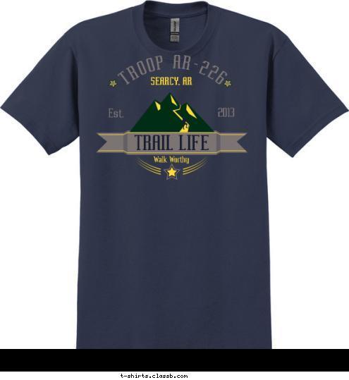 T-shirt Design Mountain Trail, Navy, Forest, Lemon, Dark Grey