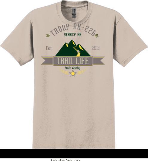 T-shirt Design Mountain Trail, Sand, Forest, Lemon, Dark Grey