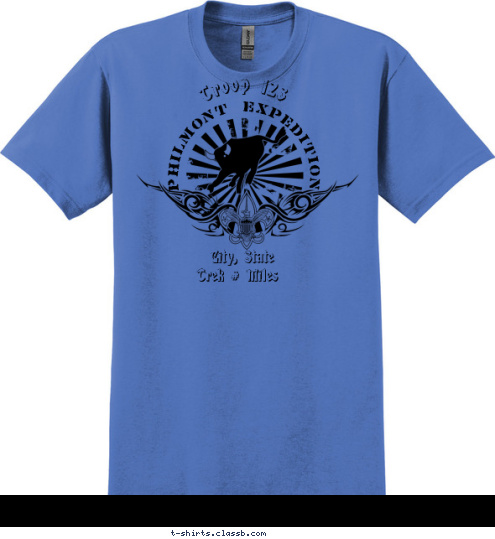 Anytown, USA Trek # Miles Troop 123 Boy Scouts of America PHILMONT EXPEDITION T-shirt Design SP2654