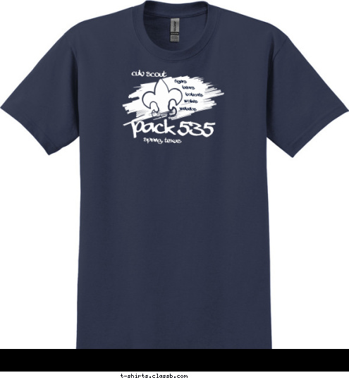 New Text pack 535 webelos wolves bobcats bears tigers cub scout spring, texas pack 535 T-shirt Design 