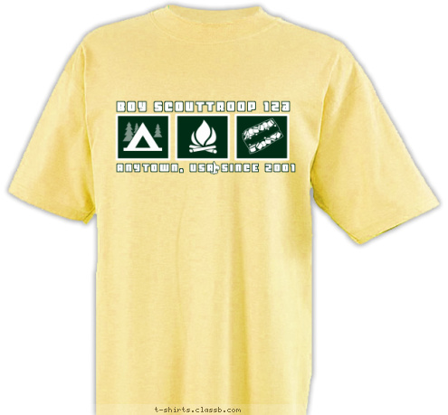 BOY SCOUT TROOP 123 ANYTOWN, USA SINCE 2001 T-shirt Design 