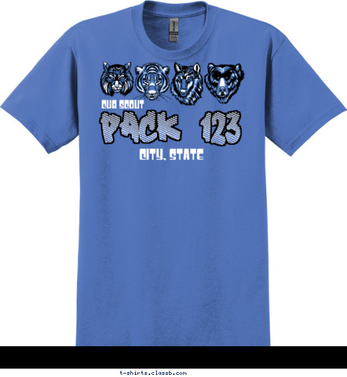 Your text here PACK 123 CITY, STATE CUB SCOUT T-shirt Design SP1659