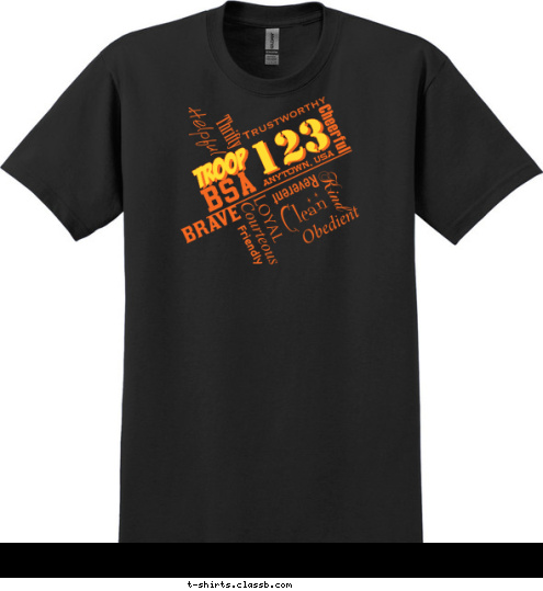 Troop 123 Anytown, USA T-shirt Design 