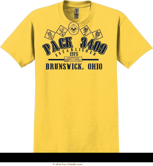 ESTABLISHED BRUNSWICK, OHIO 1975 PACK 3409 T-shirt Design 