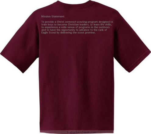 New Text New Text Mission Statement

To provide a Christ centered scouting program designed to train boys to become Christian leaders, to learn life skills, to experience a wide venue of programs in the outdoors and to have the opportunity to advance to the rank of Eagle Scout by delivering the scout promise.
 Adventure Lives On Troop 121 T-shirt Design 