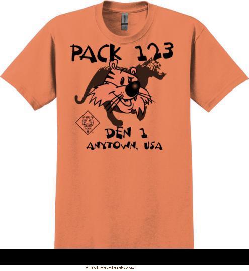 Your text here PACK 123 ANYTOWN, USA DEN 1 T-shirt Design SP62