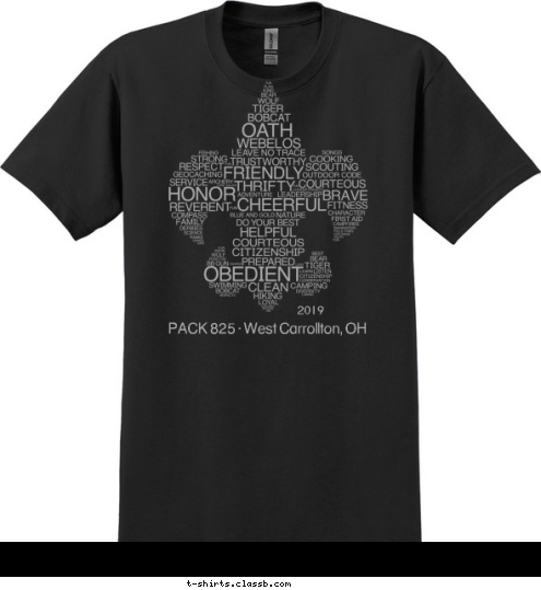 T-shirt Design Calligram, Black and Silver