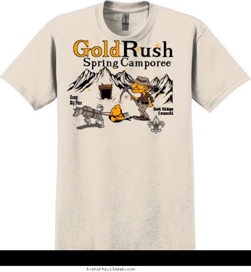 Spring Camporee Rush Gold Camp 
Big Pine Red Ridge
    Council T-shirt Design 