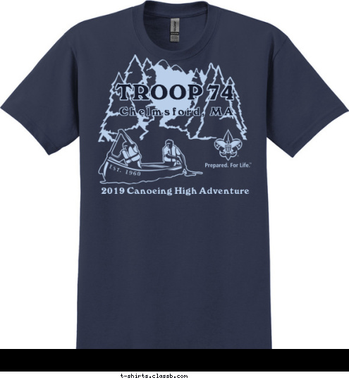 T-shirt Design Troop 74 Canoeing High Adventure