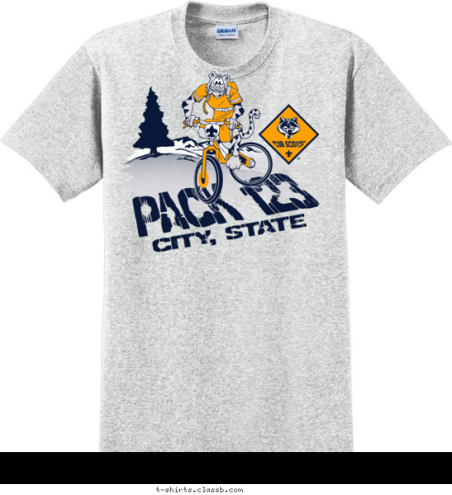 Your text here ANYTOWN, USA 123 PACK 123 CITY, STATE T-shirt Design SP1667