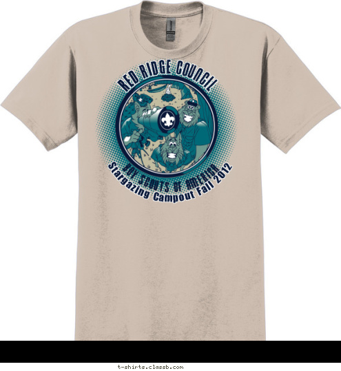 Your text here BOY SCOUTS OF AMERICA Stargazing Campout Fall 2012  RED RIDGE COUNCIL T-shirt Design SP1677