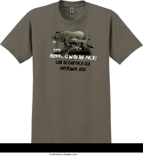 CUB SCOUT PACK 123 ANYTOWN, USA RUNNING WITH THE PACK! T-shirt Design 