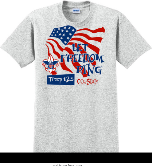 Anytown, USA Troop 123 RING FREEDOM LET T-shirt Design SP481