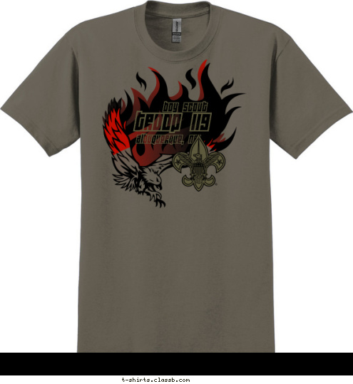 Albuquerque, NM Troop 119 boy scout T-shirt Design Eagle on Fire