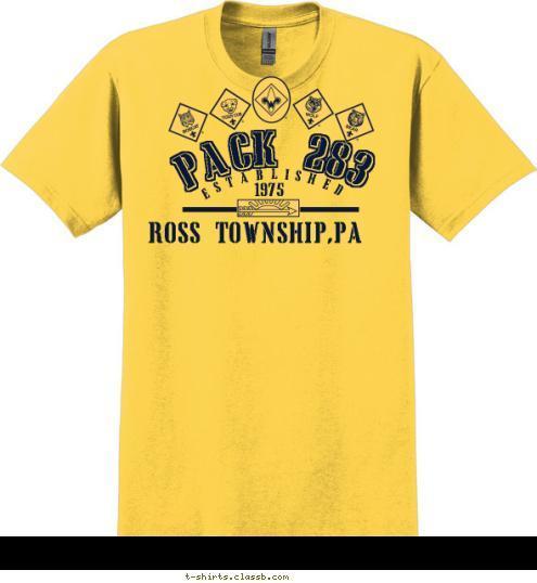 ESTABLISHED ROSS TOWNSHIP,PA 1975 PACK 283 T-shirt Design 