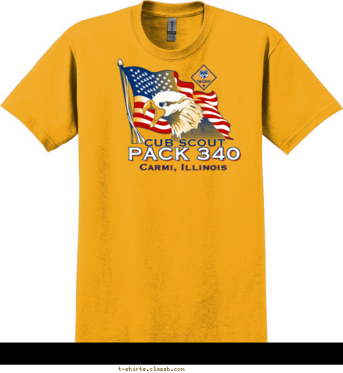 New Text CUB SCOUT PACK 340 Carmi, Illinois T-shirt Design 