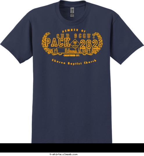 Sharon Baptist Church MEMBER OF  CHARTERED BY: 262 PACK CUB SCOUT McDonough, GA, USA T-shirt Design 